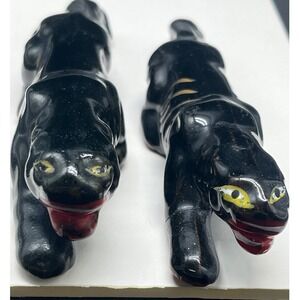 Mid Century Black Panther Figurine, Japanese‎ RedwareJaguar (5.5") pair